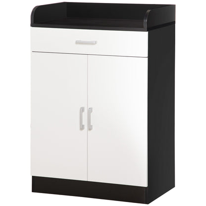 Wooden Cabinet with Drawer, Adjustable Shelf, Space-Saving Kitchen Cabinet, Living Room, and Entrance Hallway, in MDF wood, 60x40x90cm, Black and White