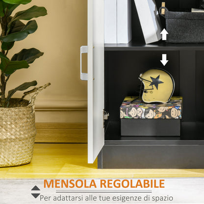 Wooden Cabinet with Drawer, Adjustable Shelf, Space-Saving Kitchen Cabinet, Living Room, and Entrance Hallway, in MDF wood, 60x40x90cm, Black and White