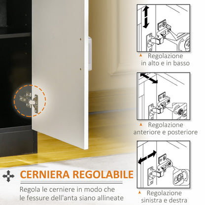 Wooden Cabinet with Drawer, Adjustable Shelf, Space-Saving Kitchen Cabinet, Living Room, and Entrance Hallway, in MDF wood, 60x40x90cm, Black and White