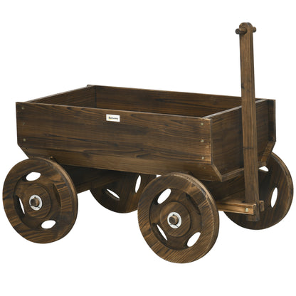 Raised Bed in Wooden Cart Design, Flower Box Wood, Plant Cart, Plant Stand for Garden and Terrace, Supports up to 50 kg, Charcoal, 120 x 53 x 55 cm