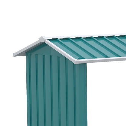 Galvanized Steel Log Shed Outdoor Log Storage Shed with Roof for Garden Terrace Patio 94.5x33.9x63 inches Green