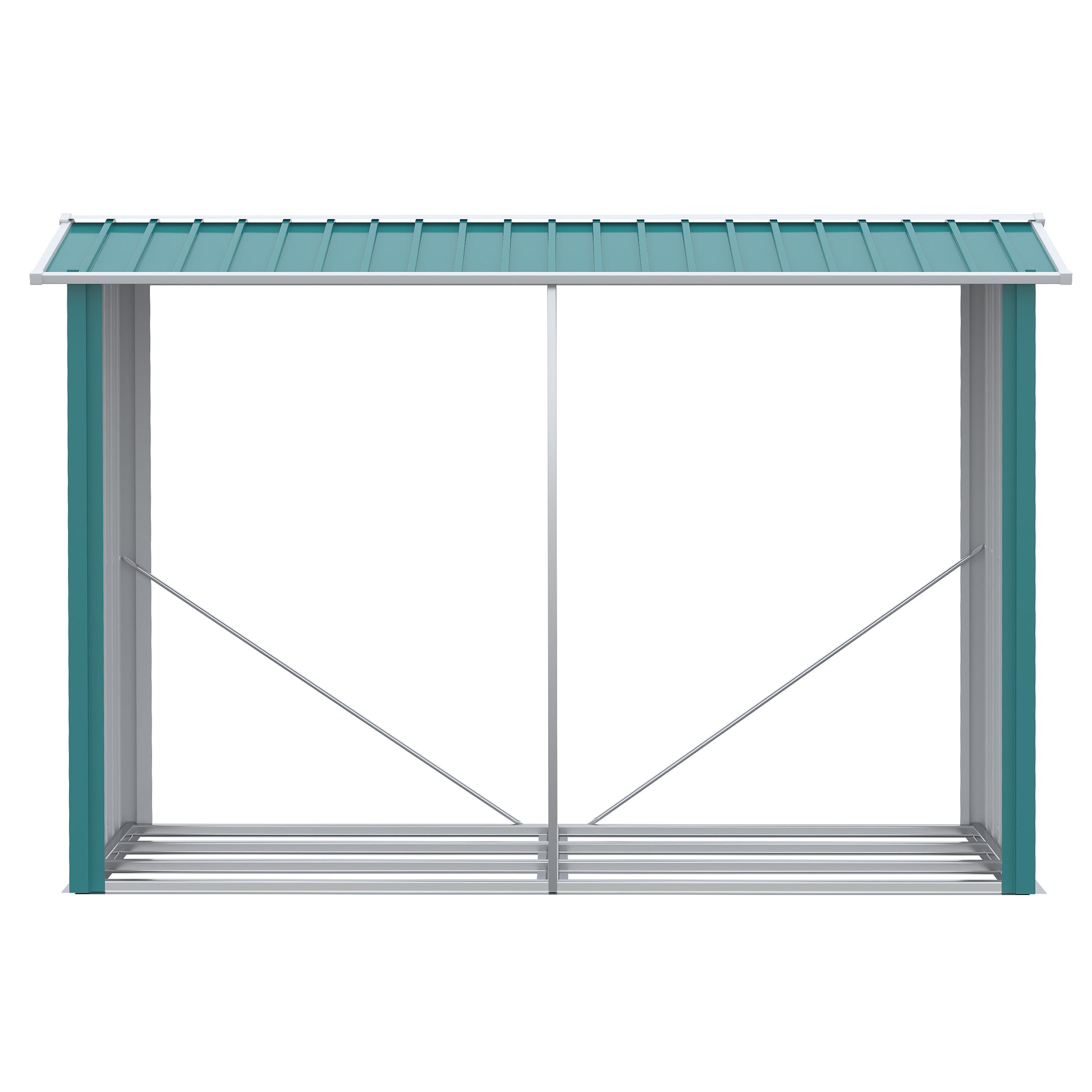 Galvanized Steel Log Shed Outdoor Log Storage Shed with Roof for Garden Terrace Patio 94.5x33.9x63 inches Green