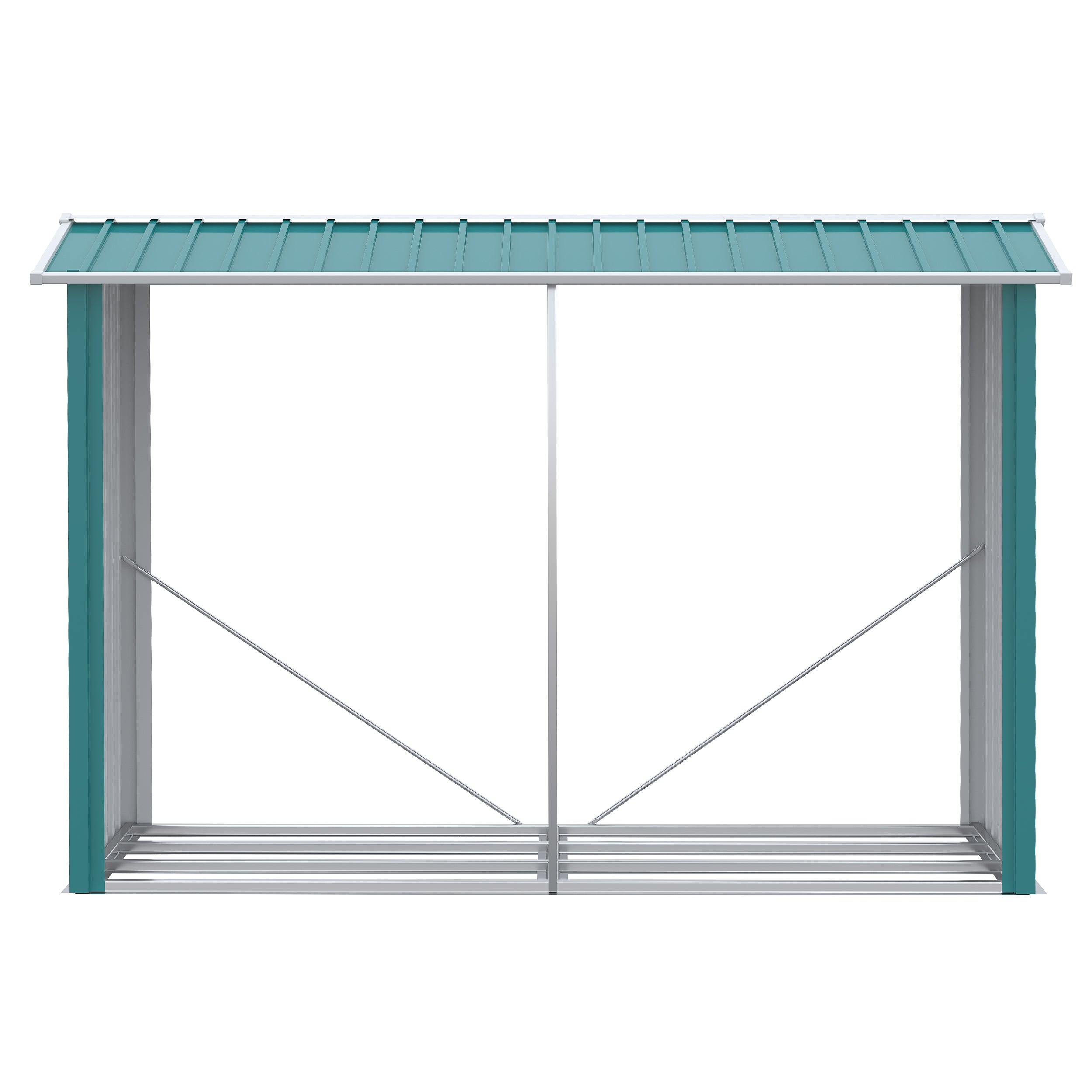 Galvanized Steel Log Shed Outdoor Log Storage Shed with Roof for Garden Terrace Patio 94.5x33.9x63 inches Green