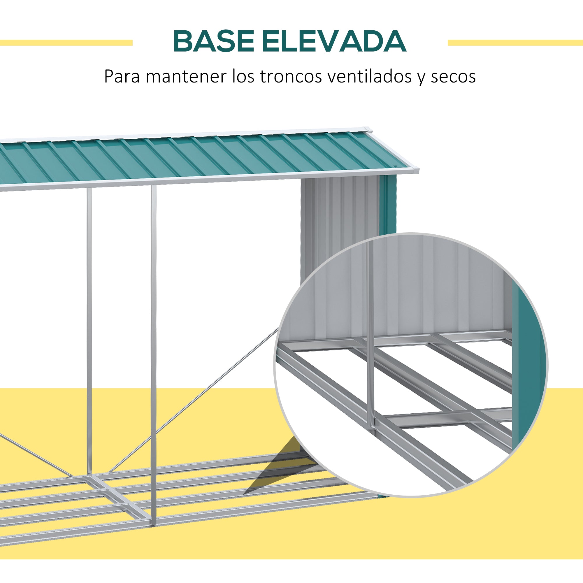 Galvanized Steel Log Shed Outdoor Log Storage Shed with Roof for Garden Terrace Patio 94.5x33.9x63 inches Green