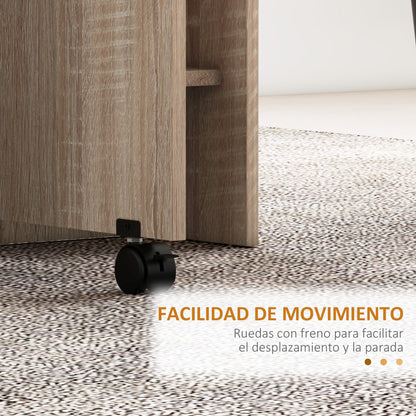 Folding Dining Table Folding Kitchen Table with Wheels Folding Wings and Shelves for 4-6 People 75x140x74 cm Natural