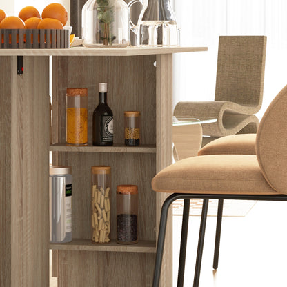 Folding Dining Table Folding Kitchen Table with Wheels Folding Wings and Shelves for 4-6 People 75x140x74 cm Natural