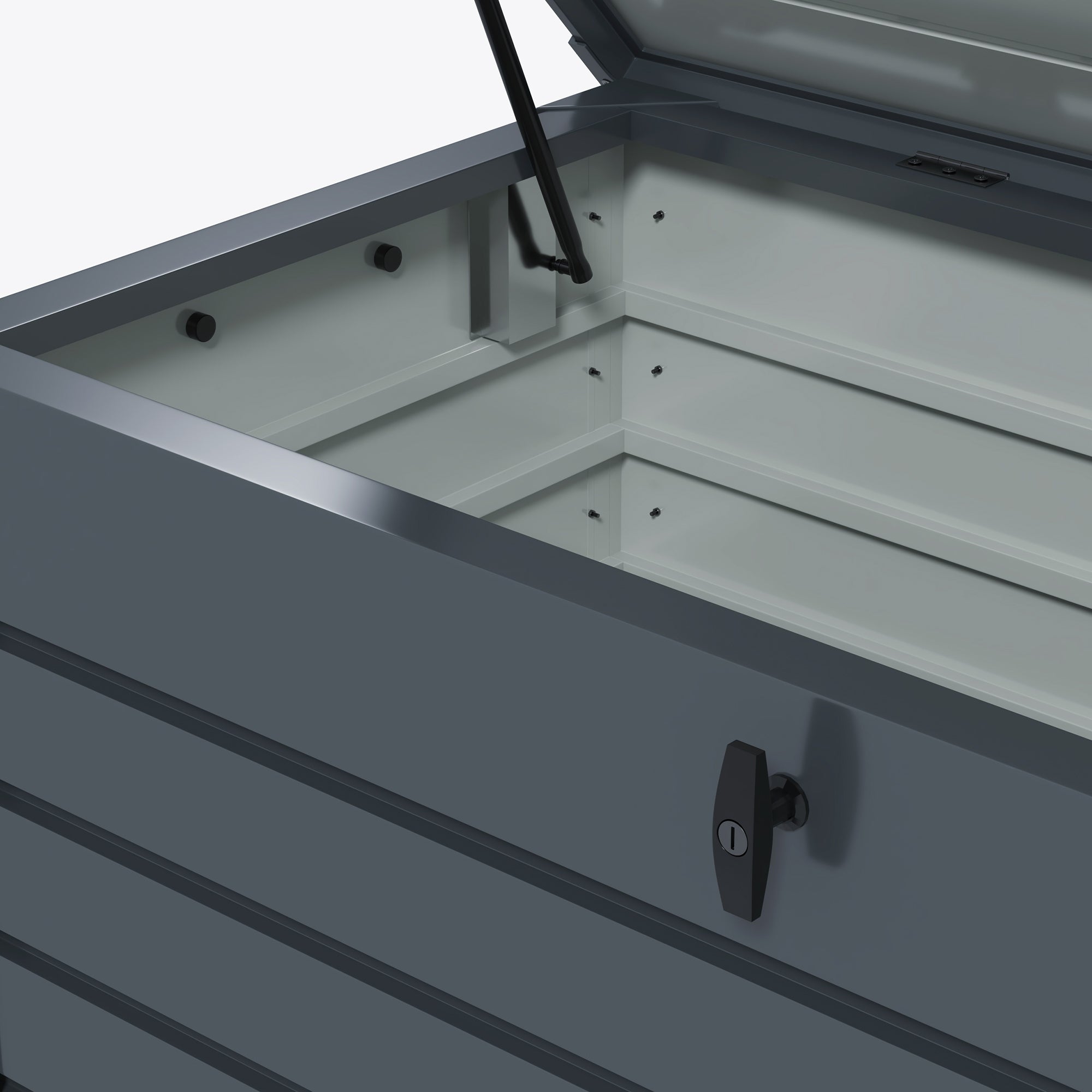 311 L Outdoor Storage Chest Galvanized Steel Storage Box with 4 Wheels 2 Handles and 1 Key Lock for Garden Patio 120x62x66 cm Dark Gray