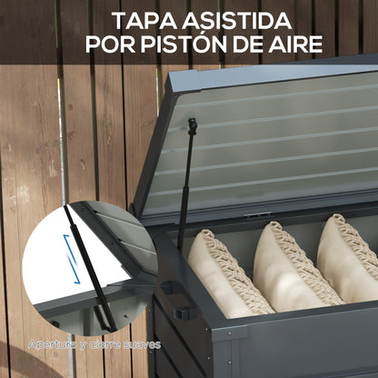 311 L Outdoor Storage Chest Galvanized Steel Storage Box with 4 Wheels 2 Handles and 1 Key Lock for Garden Patio 120x62x66 cm Dark Gray