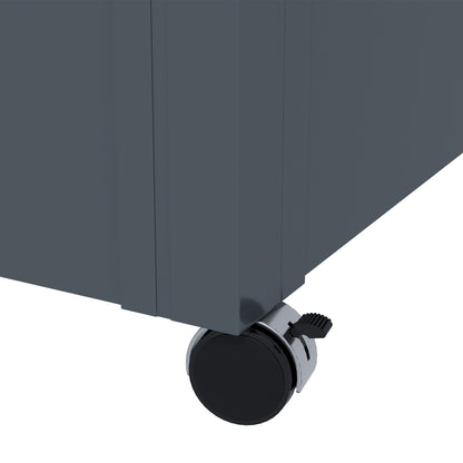 311 L Outdoor Storage Chest Galvanized Steel Storage Box with 4 Wheels 2 Handles and 1 Key Lock for Garden Patio 120x62x66 cm Dark Gray