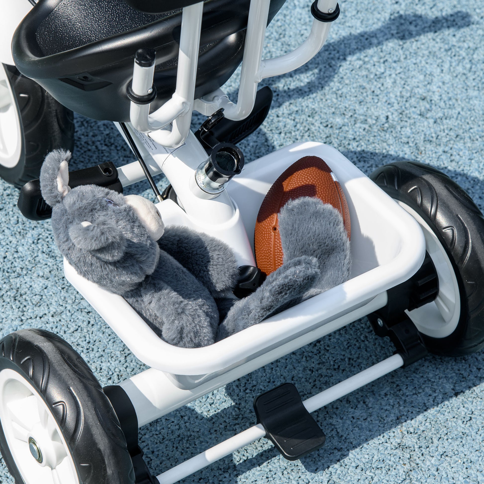 Baby Tricycle 6 in 1 Evolutionary Tricycle for Kids +12 Months with Foldable Canopy Telescopic and Detachable Push Handle Adjustable Seat Basket and Bottle Holder Blue and White