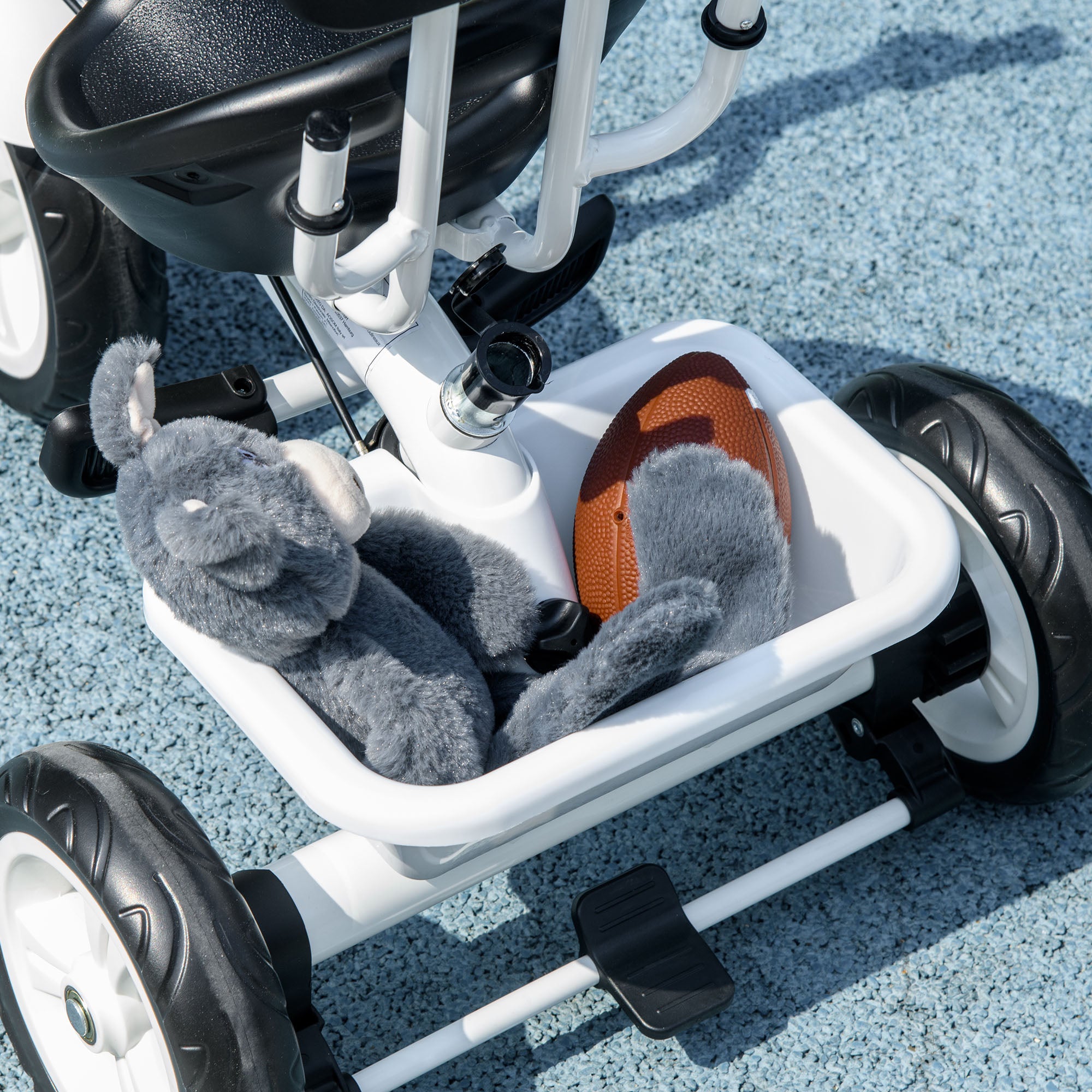 Baby Tricycle 6 in 1 Evolutionary Tricycle for Kids +12 Months with Foldable Canopy Telescopic and Detachable Push Handle Adjustable Seat Basket and Bottle Holder Blue and White