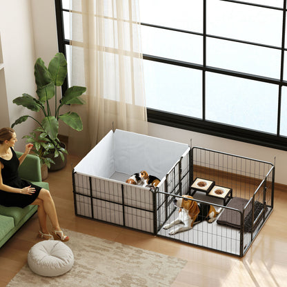 7-Panel Whelping Pen & Puppy Playpen with Washable Birth Pad, 80 x 40.2 x 23.6 in, Black (for Small/Medium Dogs)
