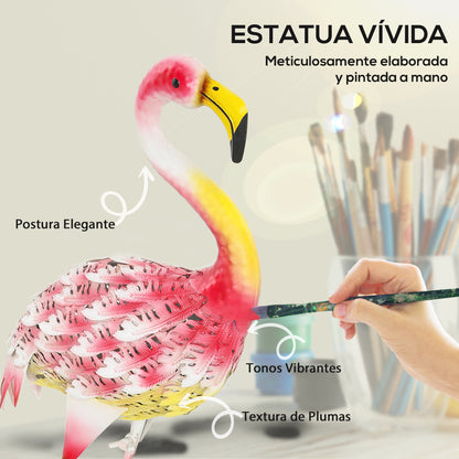 Metal Flamingo Garden Statue Flamingo Ornament for Outdoor Decor Sculpture for Lawn Patio Pond