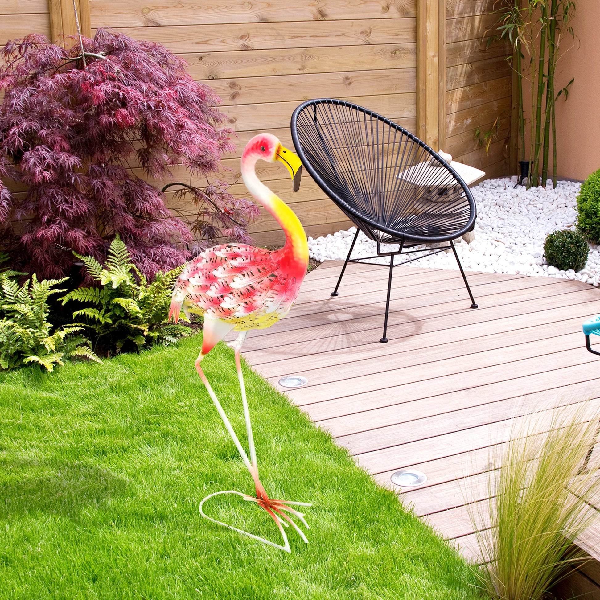 Metal Flamingo Garden Statue Flamingo Ornament for Outdoor Decor Sculpture for Lawn Patio Pond