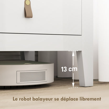 4-Drawer Dresser, Modern Style Storage Furniture with Polyurethane Handles, Wood Grain Top, Bedroom Dresser, Living Room, Hallway, 60 x 40 x 98 cm, White