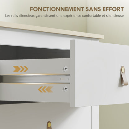 4-Drawer Dresser, Modern Style Storage Furniture with Polyurethane Handles, Wood Grain Top, Bedroom Dresser, Living Room, Hallway, 60 x 40 x 98 cm, White