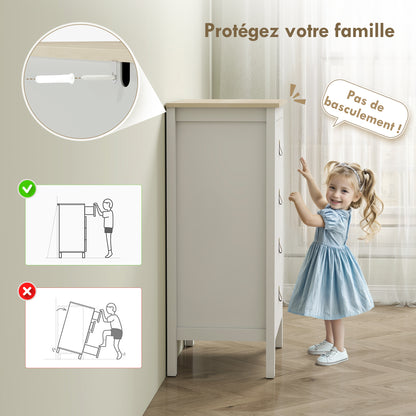 4-Drawer Dresser, Modern Style Storage Furniture with Polyurethane Handles, Wood Grain Top, Bedroom Dresser, Living Room, Hallway, 60 x 40 x 98 cm, White