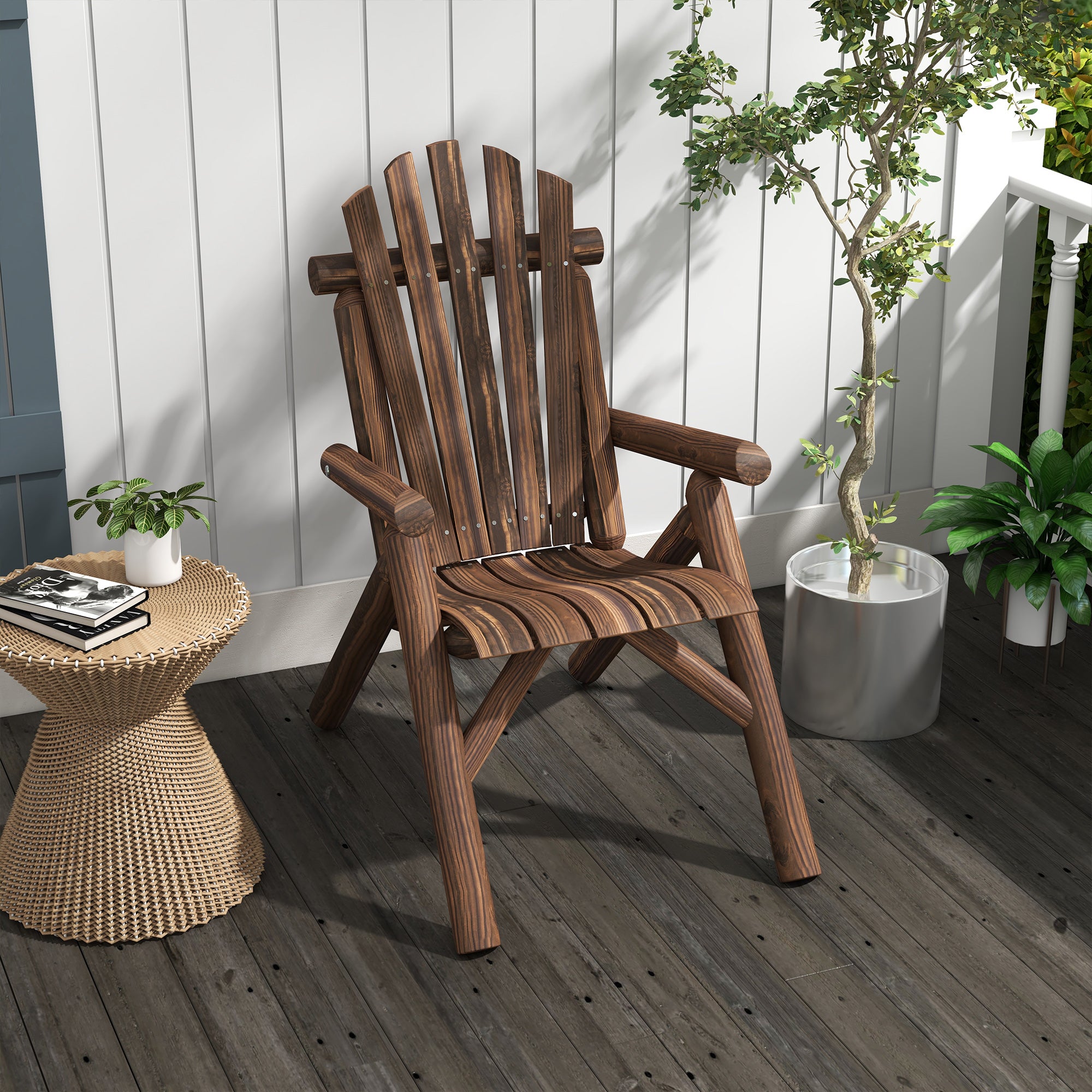Adirondack Chair Weatherproof Adirondack Chair made of Wood Outdoor Garden Chair with High Backrest and Armrests Balcony Chair Garden Seat for Garden, Terrace Balcony 83 x 68 x 101 cm Charcoal