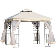 Garden Gazebo 3x3x2.8 m Outdoor Large Canopy with Double Roof Mosquito Nets and Steel Frame for Patio Party White
