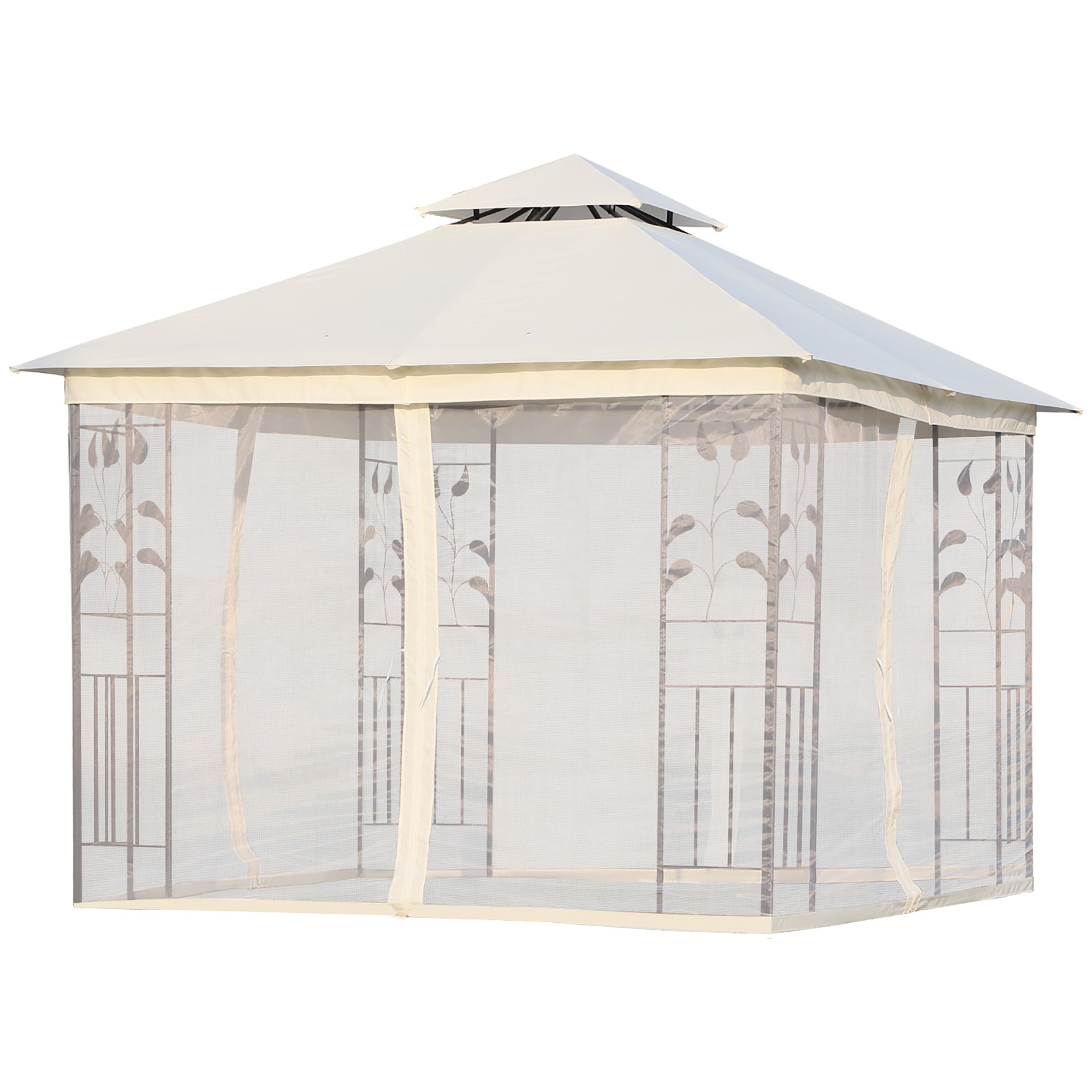 Garden Gazebo 3x3x2.8 m Outdoor Large Canopy with Double Roof Mosquito Nets and Steel Frame for Patio Party White