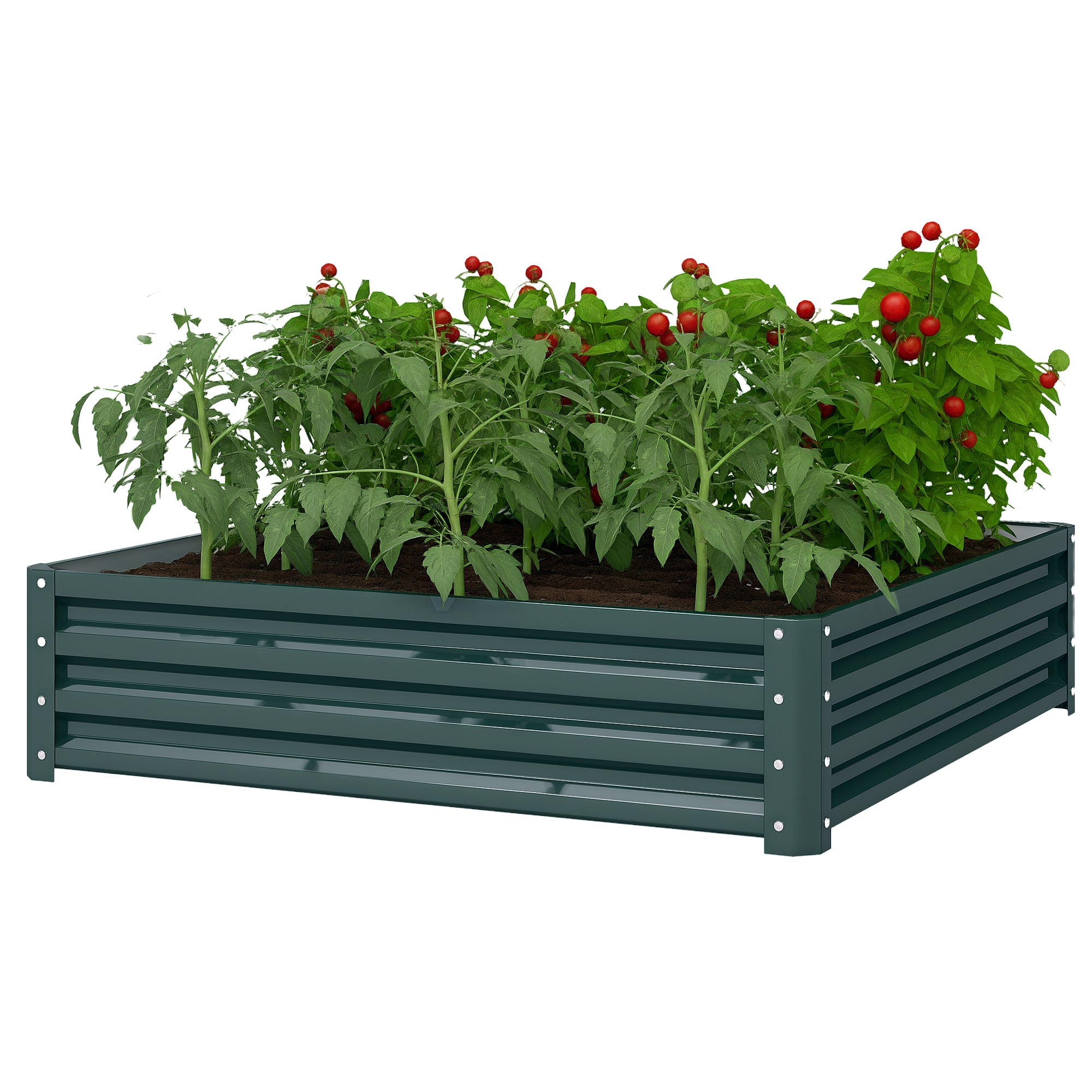 Large Rectangular Galvanized Steel Outdoor Planter Urban Garden for Growing Plants Flowers Herbs Large Outdoor Planter with Open Base 120x120x30 cm Green