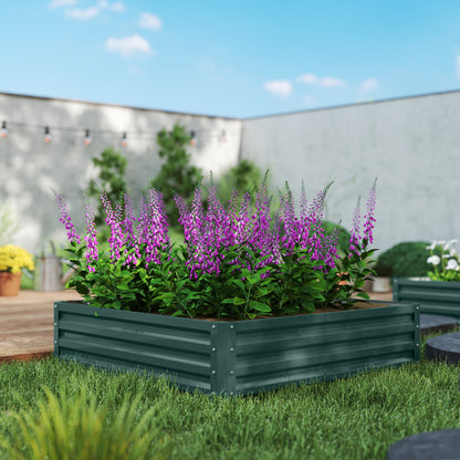 Large Rectangular Galvanized Steel Outdoor Planter Urban Garden for Growing Plants Flowers Herbs Large Outdoor Planter with Open Base 120x120x30 cm Green