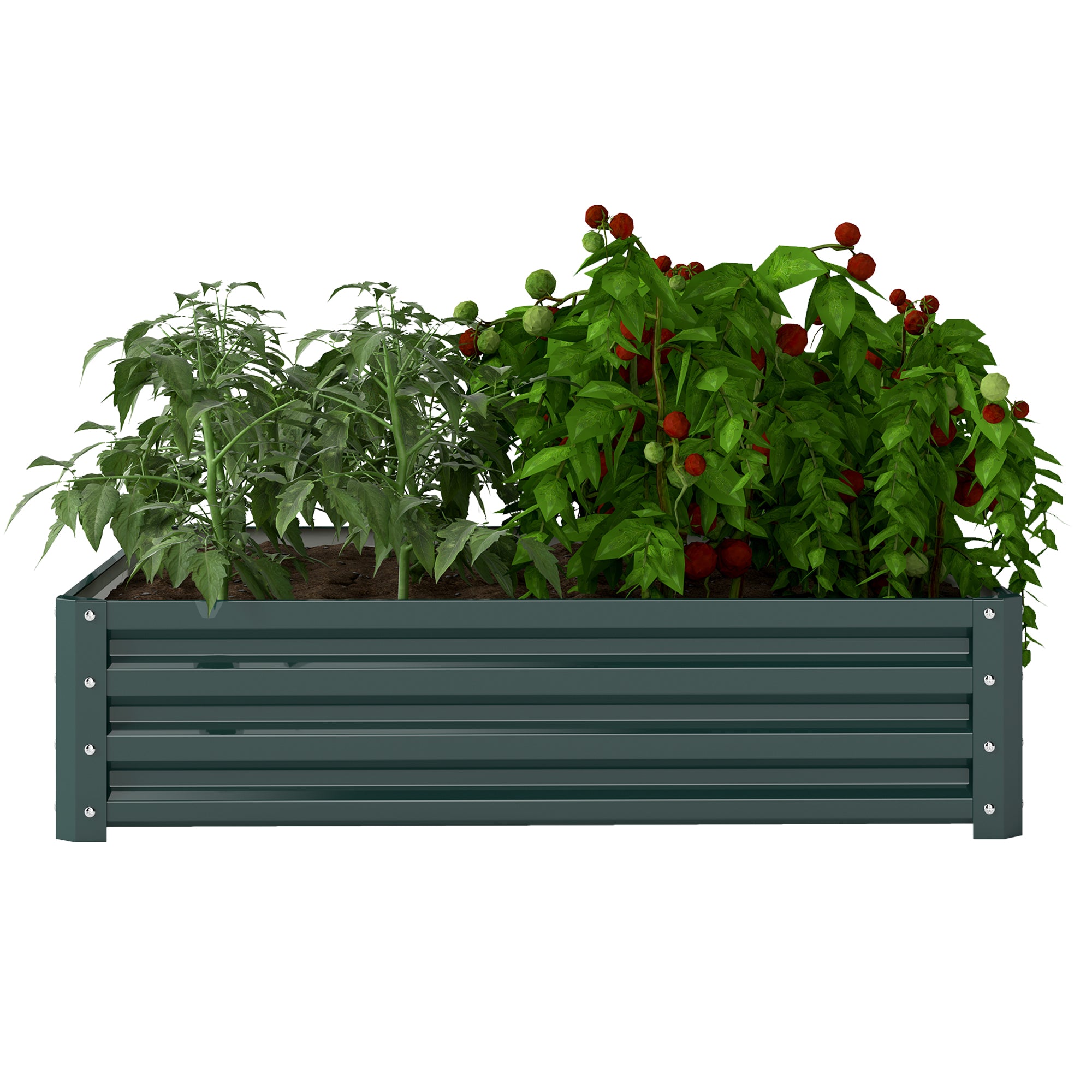 Large Rectangular Galvanized Steel Outdoor Planter Urban Garden for Growing Plants Flowers Herbs Large Outdoor Planter with Open Base 120x120x30 cm Green