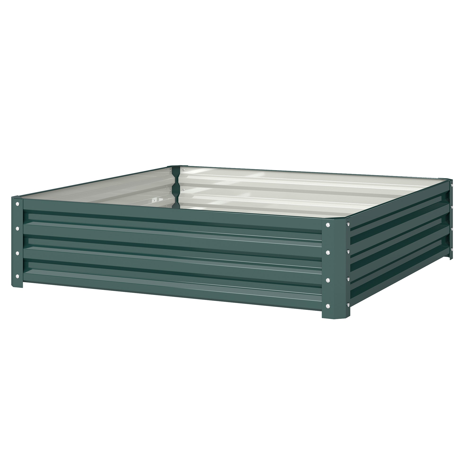 Large Rectangular Galvanized Steel Outdoor Planter Urban Garden for Growing Plants Flowers Herbs Large Outdoor Planter with Open Base 120x120x30 cm Green