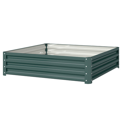 Large Rectangular Galvanized Steel Outdoor Planter Urban Garden for Growing Plants Flowers Herbs Large Outdoor Planter with Open Base 120x120x30 cm Green