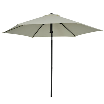 Garden Umbrella Tiltable Straight Manual Push Parasol with Metal High Density Polyester 180g/m² Canopy Ø 265 x 235H cm Light Gray
