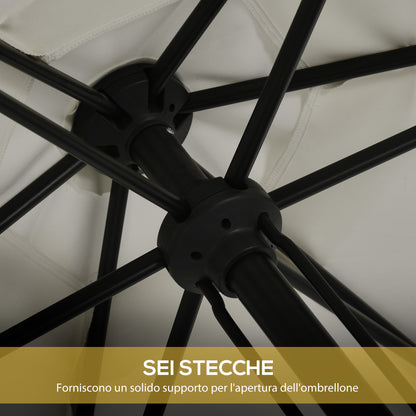 Garden Umbrella Tiltable Straight Manual Push Parasol with Metal High Density Polyester 180g/m² Canopy Ø 265 x 235H cm Light Gray