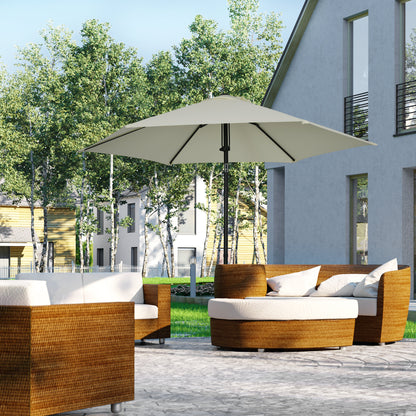 Garden Umbrella Tiltable Straight Manual Push Parasol with Metal High Density Polyester 180g/m² Canopy Ø 265 x 235H cm Light Gray