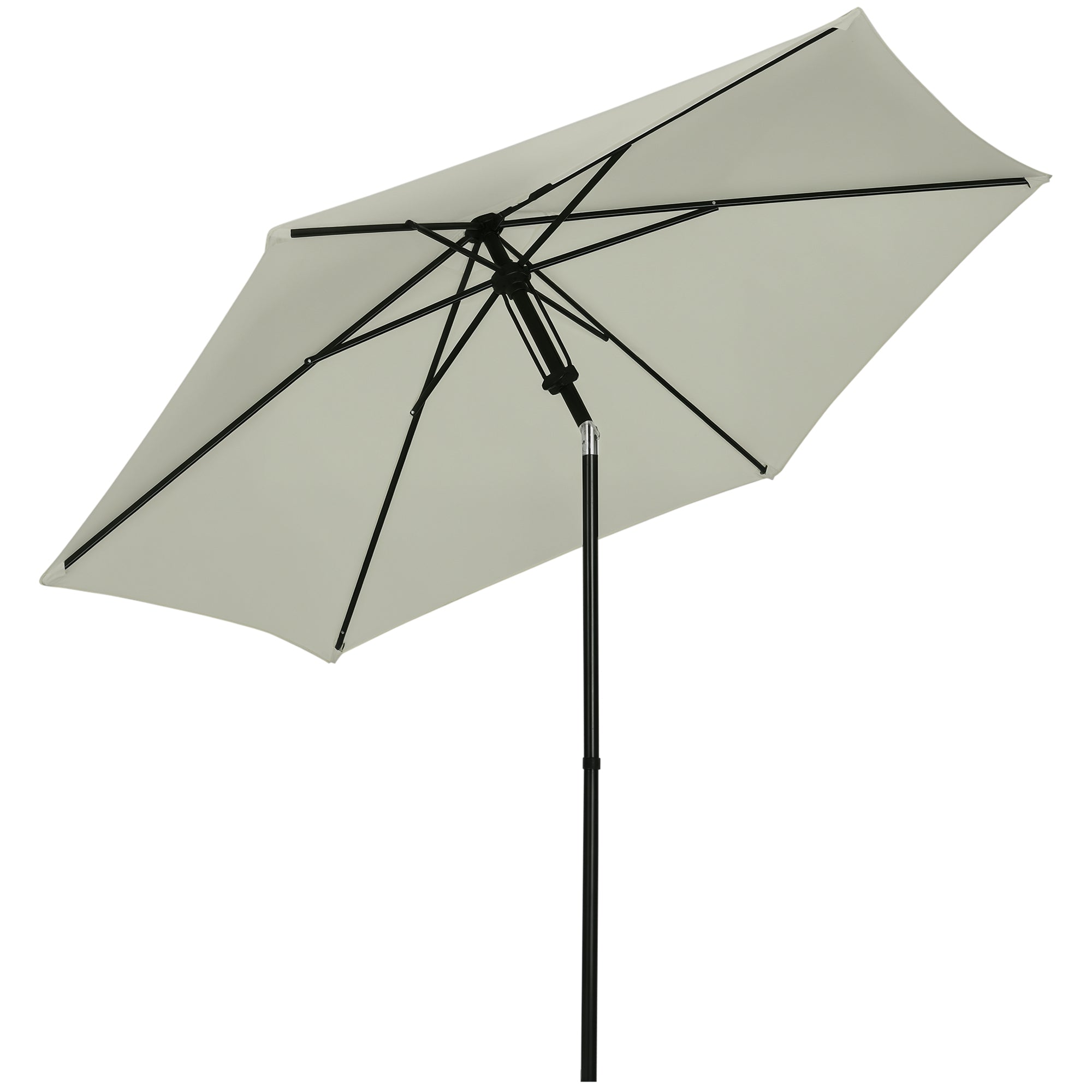 Garden Umbrella Tiltable Straight Manual Push Parasol with Metal High Density Polyester 180g/m² Canopy Ø 265 x 235H cm Light Gray