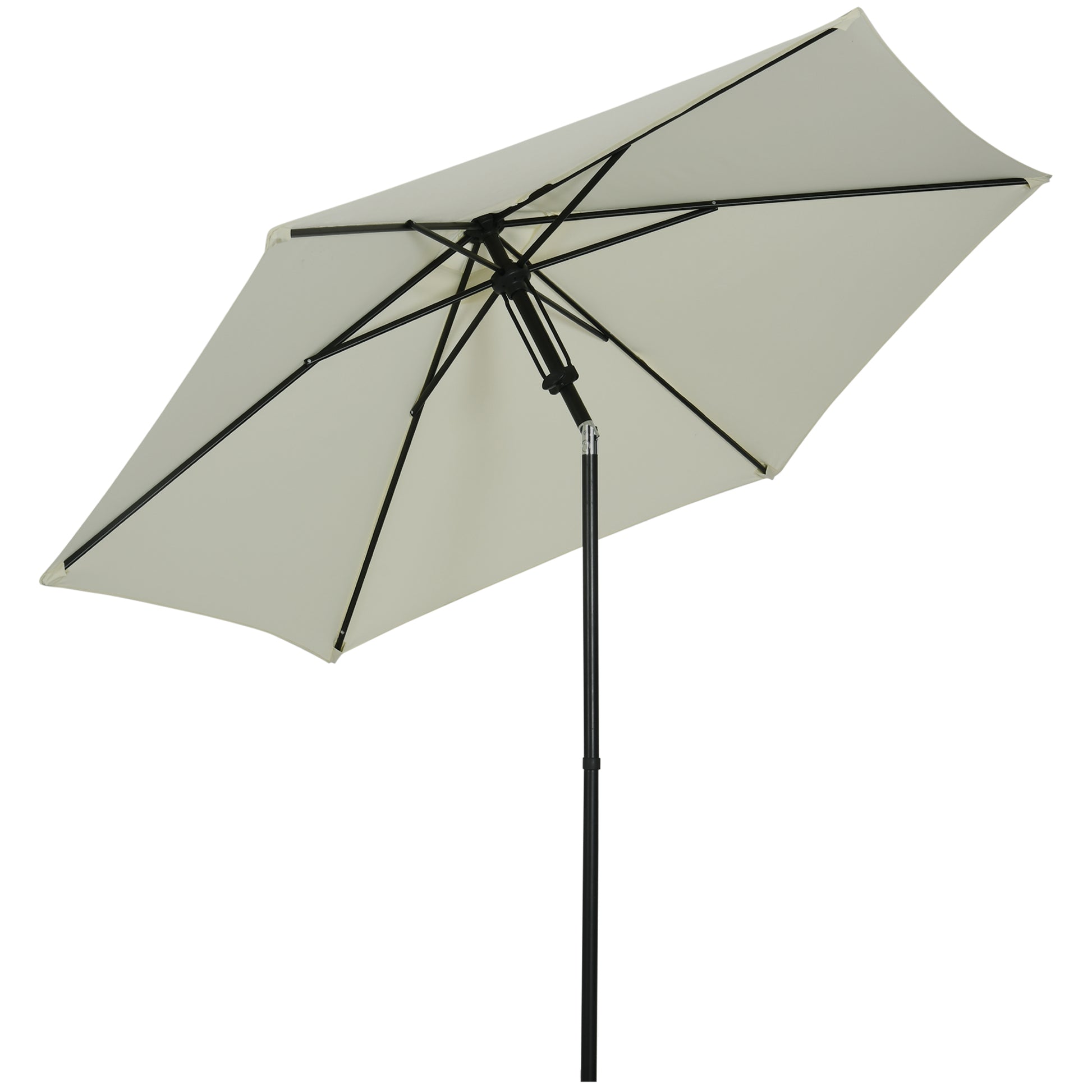Garden Umbrella Tiltable Straight Manual Push Parasol with Metal High Density Polyester 180g/m² Canopy Ø 265 x 235H cm Light Gray