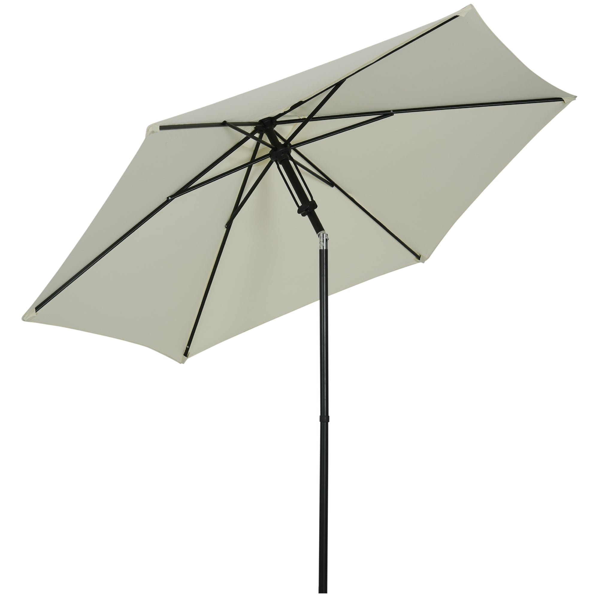 Garden Umbrella Tiltable Straight Manual Push Parasol with Metal High Density Polyester 180g/m² Canopy Ø 265 x 235H cm Light Gray