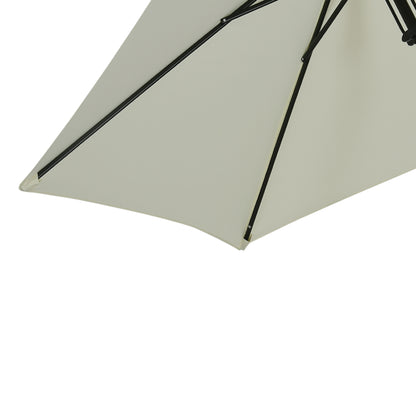 Garden Umbrella Tiltable Straight Manual Push Parasol with Metal High Density Polyester 180g/m² Canopy Ø 265 x 235H cm Light Gray