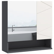Bathroom Cabinet with Mirror and 2 Doors, Wall-Mounted Bathroom Mirror Cabinet with Adjustable Shelves in Wood, 55x17x55cm, Gray