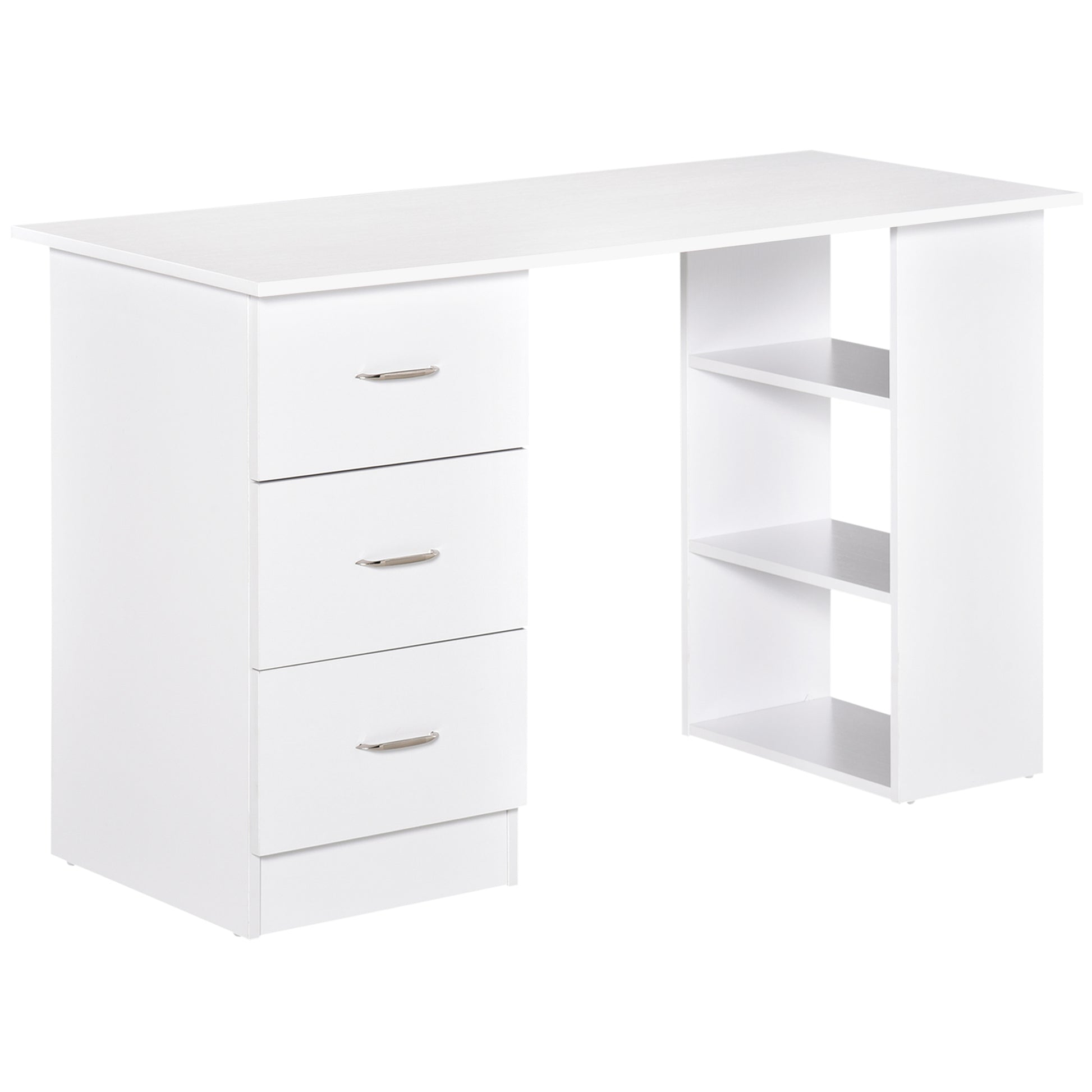 Desk with Storage, Computer Table 120 x 50 cm, Computer Desk with Shelves and Drawers, for Small Spaces, Bedroom, White