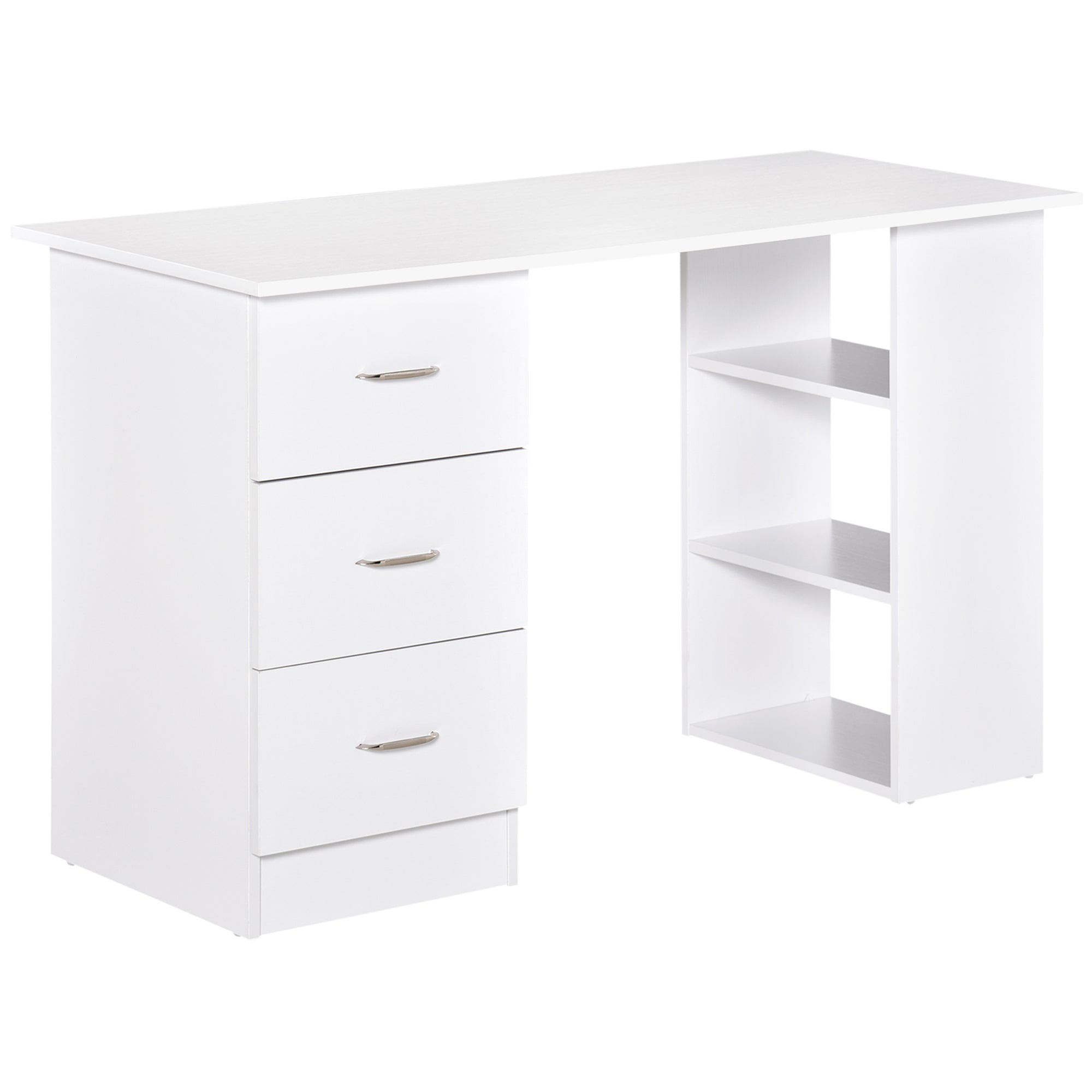 Desk with Storage, Computer Table 120 x 50 cm, Computer Desk with Shelves and Drawers, for Small Spaces, Bedroom, White