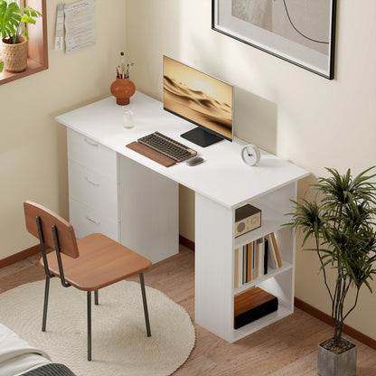 Desk with Storage, Computer Table 120 x 50 cm, Computer Desk with Shelves and Drawers, for Small Spaces, Bedroom, White