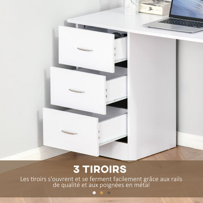 Desk with Storage, Computer Table 120 x 50 cm, Computer Desk with Shelves and Drawers, for Small Spaces, Bedroom, White