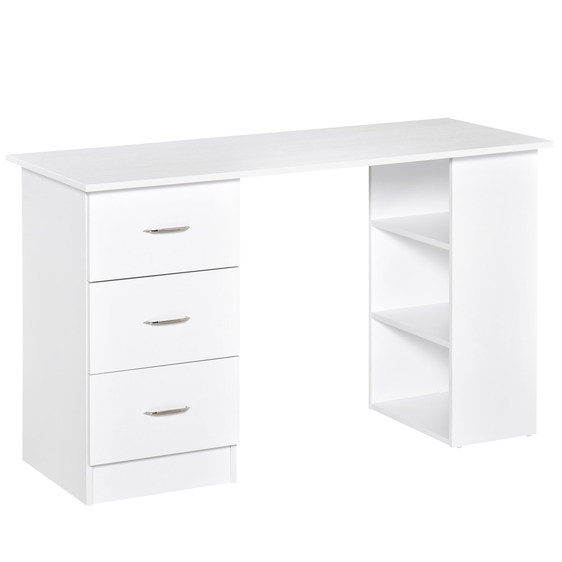 Desk with Storage, Computer Table 120 x 50 cm, Computer Desk with Shelves and Drawers, for Small Spaces, Bedroom, White