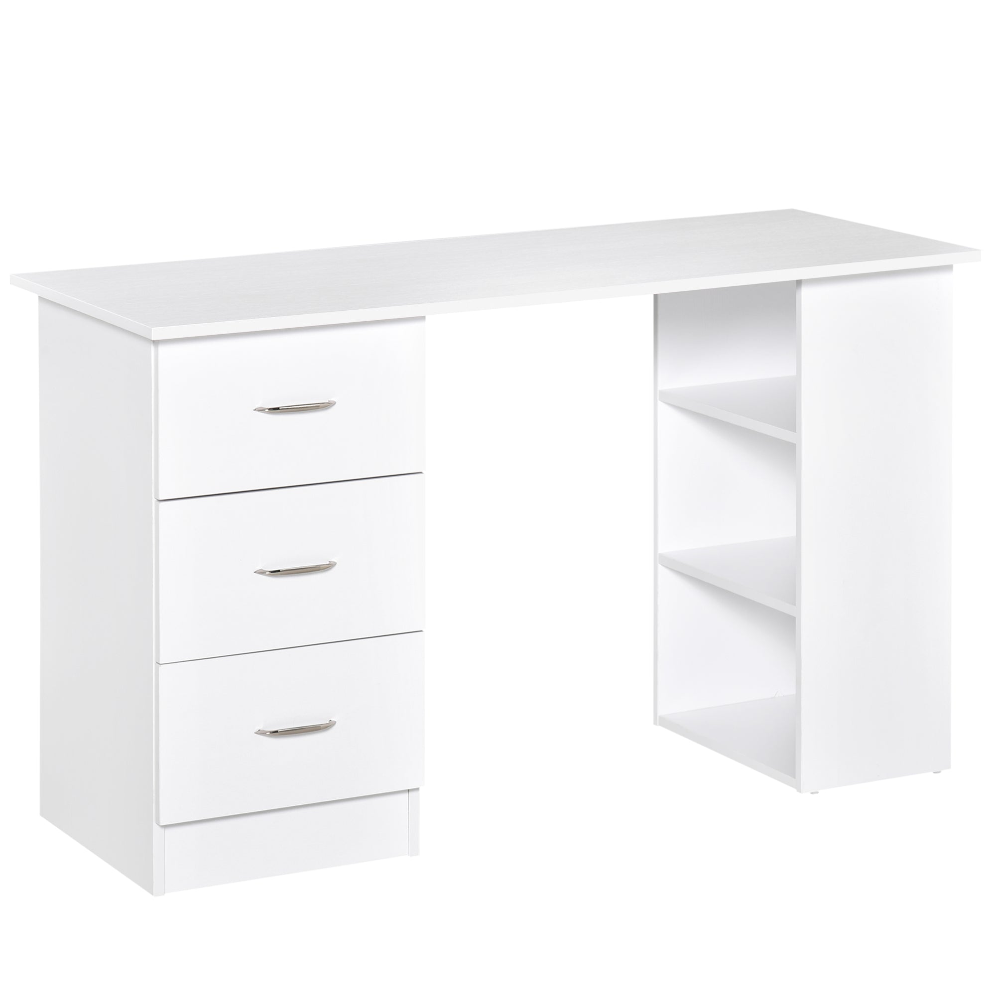 Desk with Storage, Computer Table 120 x 50 cm, Computer Desk with Shelves and Drawers, for Small Spaces, Bedroom, White