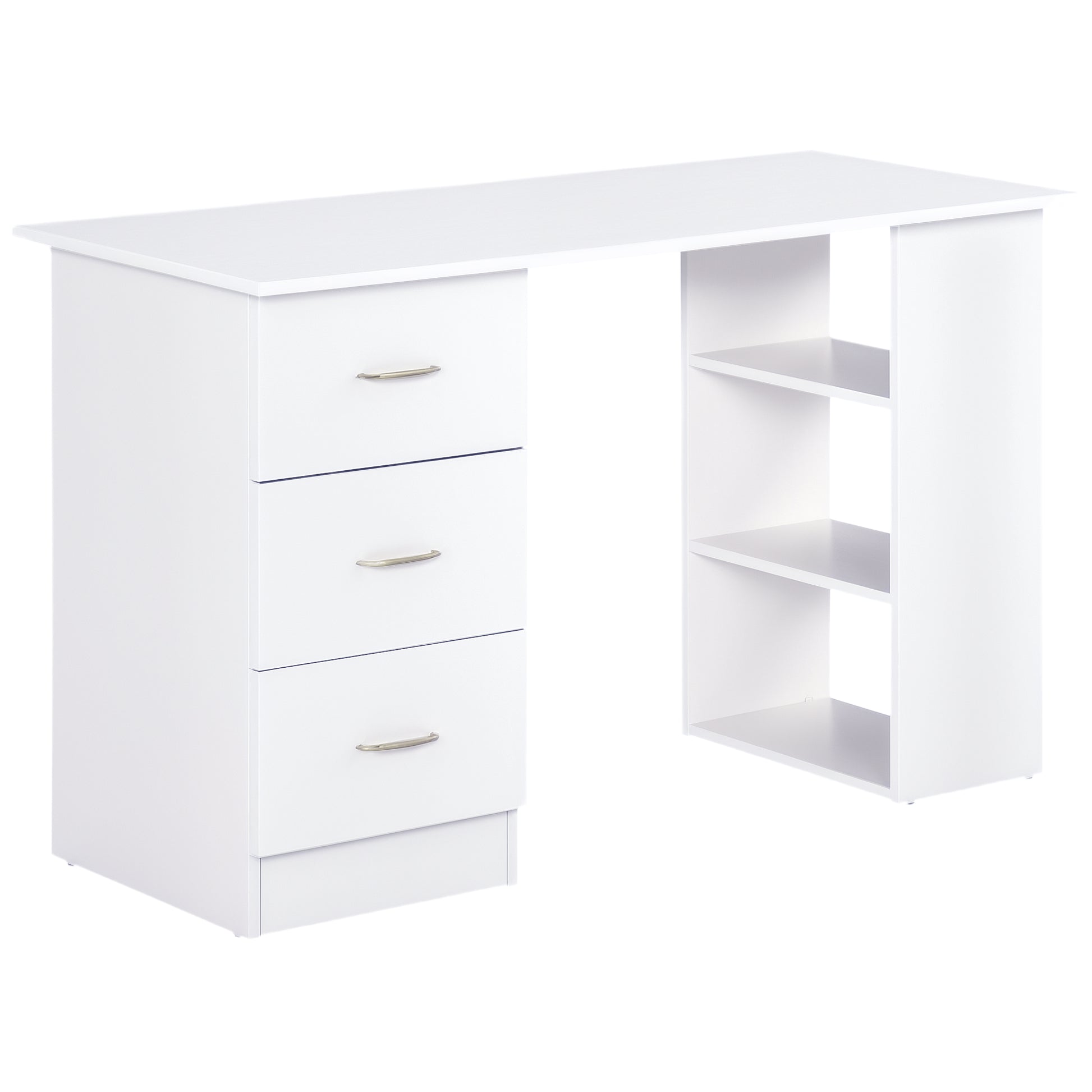 Desk with Storage, Computer Table 120 x 50 cm, Computer Desk with Shelves and Drawers, for Small Spaces, Bedroom, White
