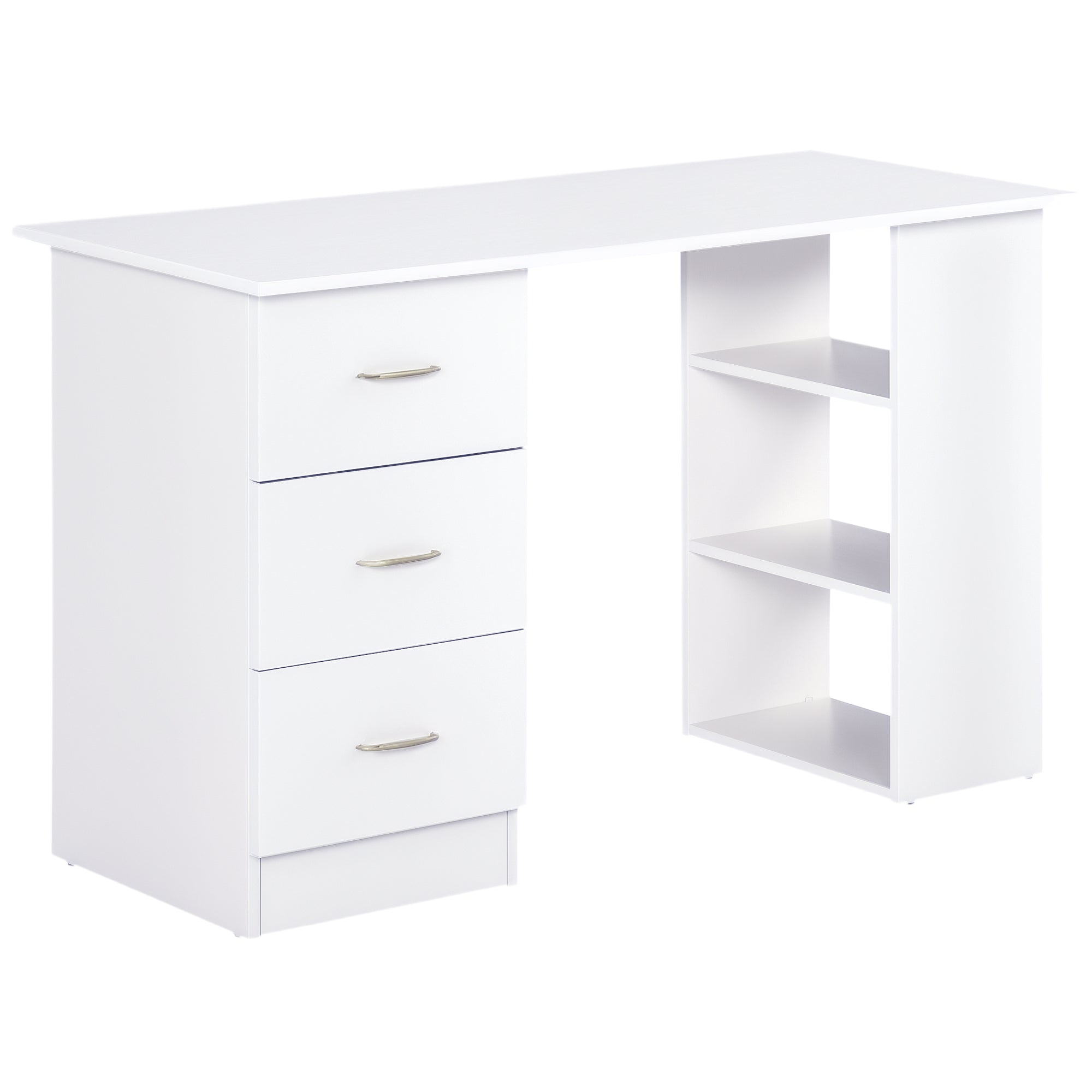 Desk with Storage, Computer Table 120 x 50 cm, Computer Desk with Shelves and Drawers, for Small Spaces, Bedroom, White