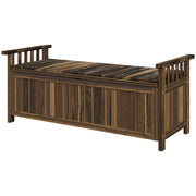 Garden Bench with Storage Wooden Bench for 2 Persons, Trunk Bench with Armrest, Park Bench, Balcony Bench, Wooden Bench for Balcony Terrace, Garden, 240kg Load Capacity Charcoal