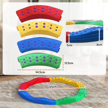 Balance Beams for Children +3 Years Balance Board 8-Piece Arc Shape Non-Slip Base Multicolor Balance Training