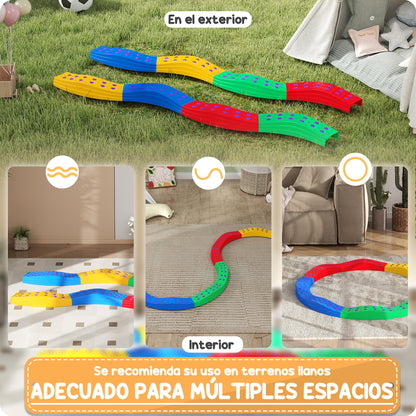 Balance Beams for Children +3 Years Balance Board 8-Piece Arc Shape Non-Slip Base Multicolor Balance Training