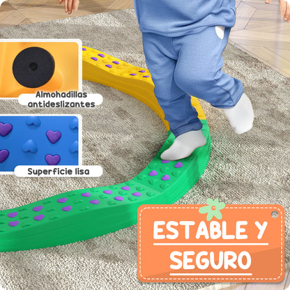 Balance Beams for Children +3 Years Balance Board 8-Piece Arc Shape Non-Slip Base Multicolor Balance Training