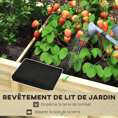 Raised Wooden Planter Stand - Planter with Removable Separator, Shelf, Irrigation Inserts, Drainage Felt Included - Dim. 115L x 46W x 75H cm - Solid Fir Wood